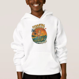 Coastal Life Alligator Surfing Retro FL Surf Beach Hoodie