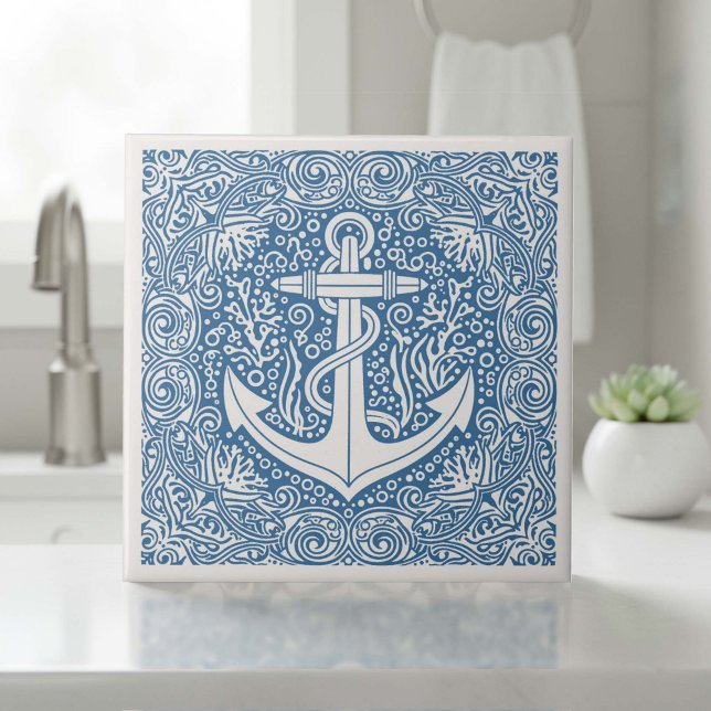 Coastal Life Series Anchor Blue D1208 Fliese (Von Creator hochgeladen)