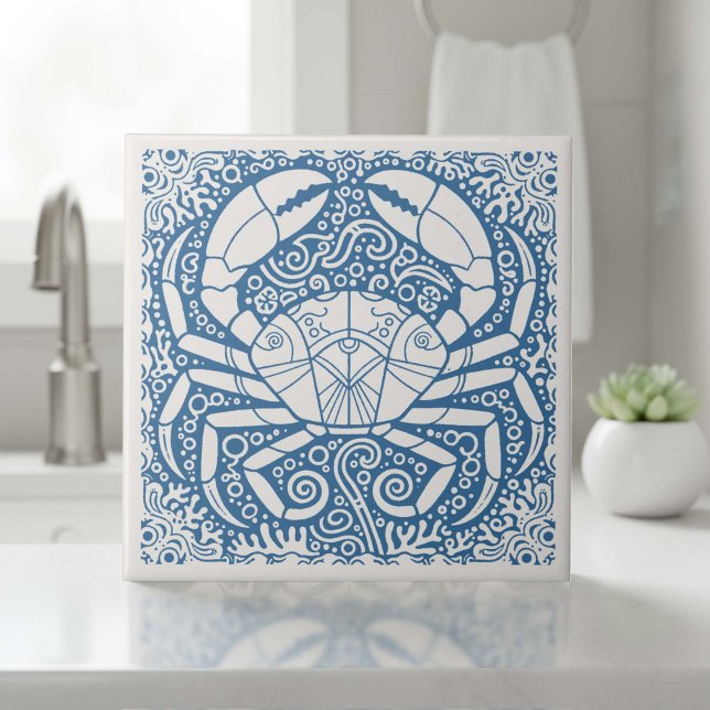 Coastal Life Series Crab Shell Blue D1208 Fliese (Von Creator hochgeladen)