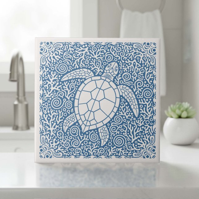 Coastal Life Series Turtle Blau D1208 Fliese (Von Creator hochgeladen)