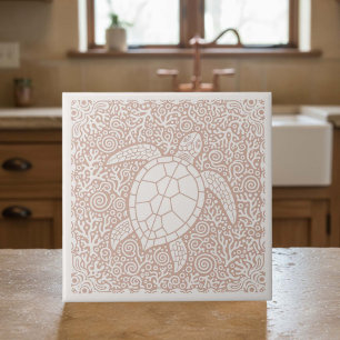 Coastal Life Series Turtle Koralle D1208 Fliese