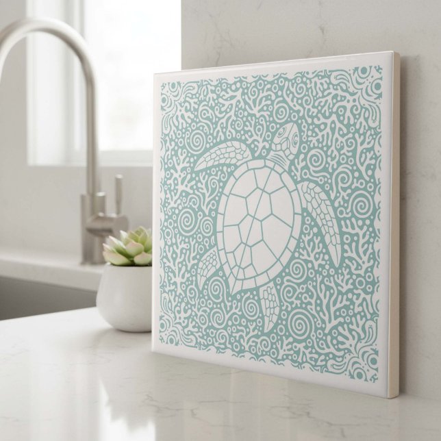 Coastal Life Series Turtle Teal D1208 Fliese (Von Creator hochgeladen)