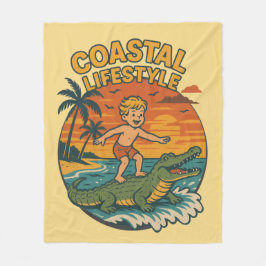 Coastal Lifestyle Gator Surfing - Retro Surf Beach Fleecedecke