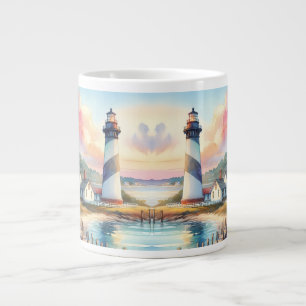 Coastal Lighthouse & Beach Hütten Szene Jumbo-Tasse