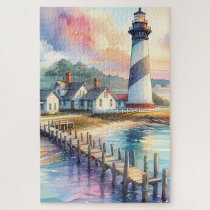Coastal Lighthouse & Beach Hütten Szene Puzzle