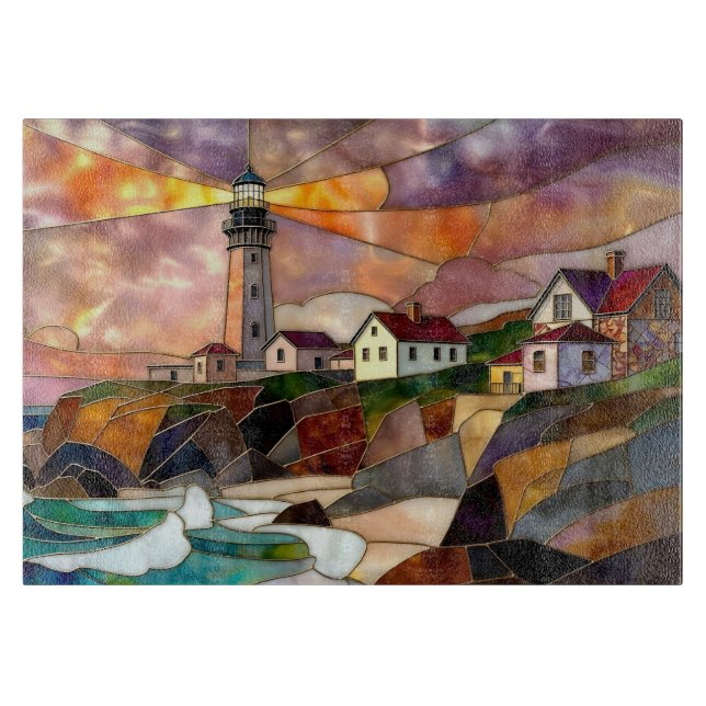 Coastal Lighthouse Cutting Board Beach Decor Schneidebrett (Vorderseite)
