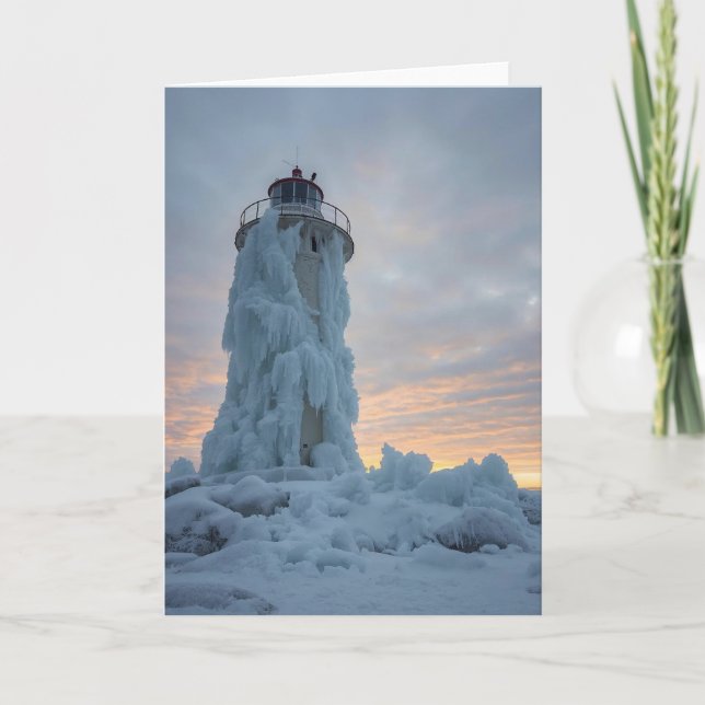 coastal lighthouse in winter karte (Vorderseite)