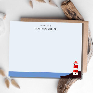 Coastal Lighthouse Personalisiert Blue Mitteilungskarte
