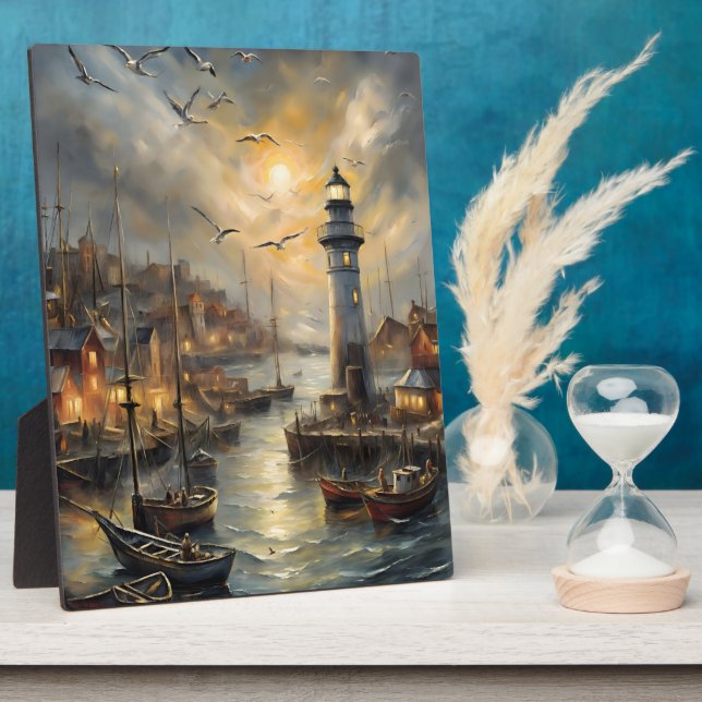 Coastal Lighthouse & Seaside Village Fotoplatte (Seite)