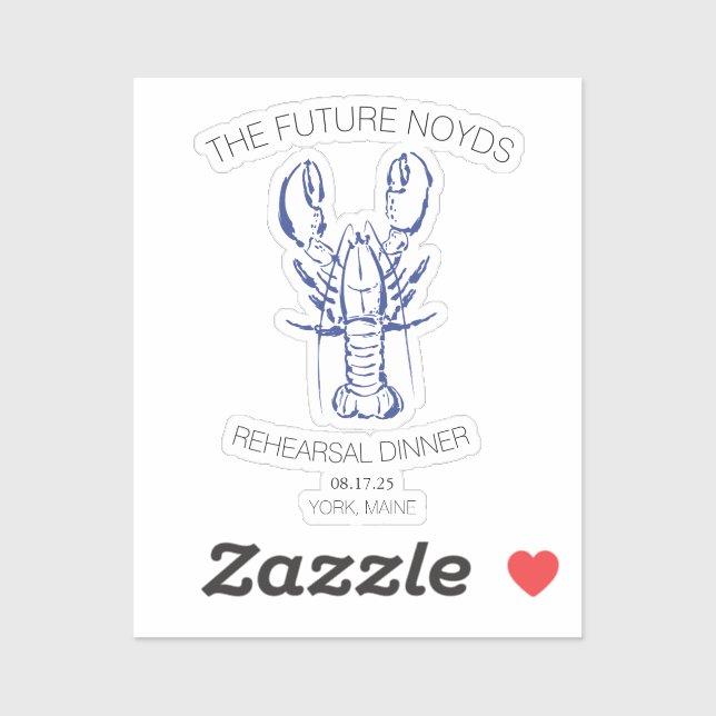 Coastal Lobster Wedding Rehearsal Dinner Sticker (Blatt)
