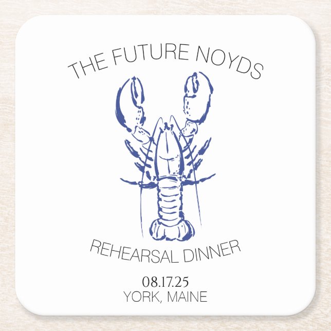 Coastal Lobster Wedding Rehearsal Dinner Sticker Rechteckiger Pappuntersetzer (Vorderseite)