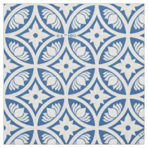 Coastal Lotus Tile Muster - The White Lotus Stoff