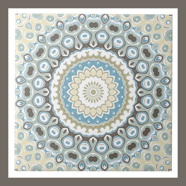 Coastal Mandala in Sand, Blau und Driftwood Tones Fliese (Von Creator hochgeladen)