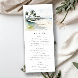 Coastal Miami Beach Palm Tree Wedding Menü Card Einladung