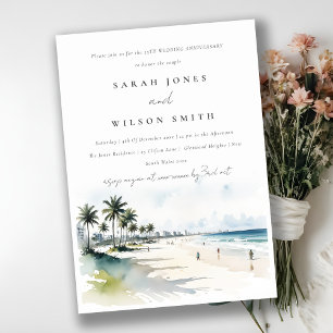 Coastal Miami Beach Palmen Bäume Hochzeit Jahresta Einladung