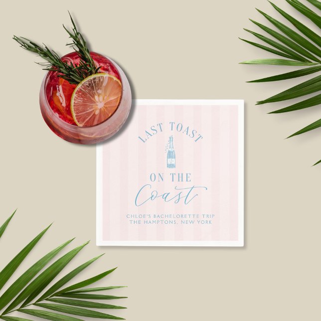 Coastal Modern Junggeselinnen-Abschied Paper Napki Serviette (Last Toast on the Coast Cocktail Napkin | Custom bachelorette supplies for coastal celebrations!)
