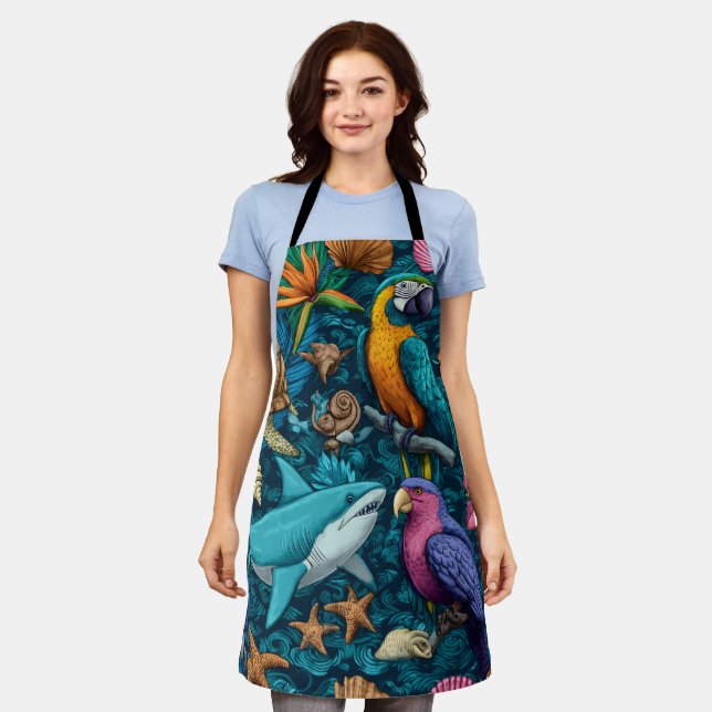 Coastal Mood All-Over Print Apron Gift Schürze (Getragen)