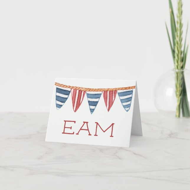Coastal Nautical Beach Flags Monogram (Vorderseite)