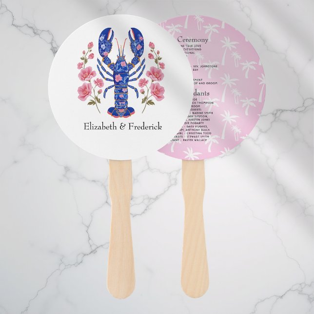 Coastal Nautical Beach Wedding Program Fächer (Coastal Nautical Beach Wedding Program Hand Fan)