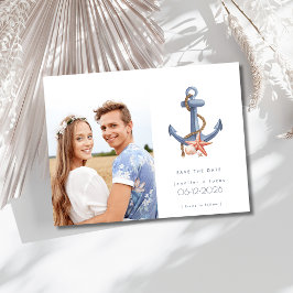 Coastal Nautical Foto Beach Hochzeit Save the Date Ankündigungspostkarte