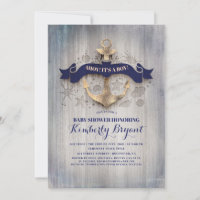 Coastal Nautical Gold Anker Baby Dusche