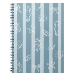 Coastal Nautical Pattern | Blue Sea Shell & Seahor Notizblock