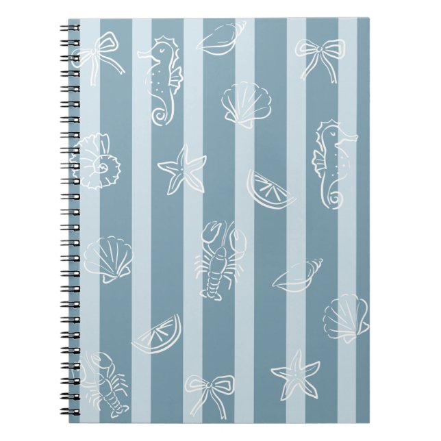 Coastal Nautical Pattern | Blue Sea Shell & Seahor Notizblock (Vorderseite)