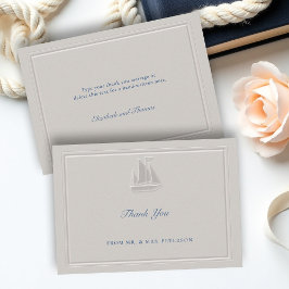 Coastal Nautical Sailboat Elegant Simple Wedding Dankeskarte
