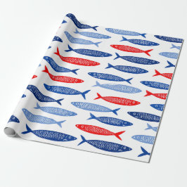 Coastal Nautical Summer Fish Pattern Geschenkpapier