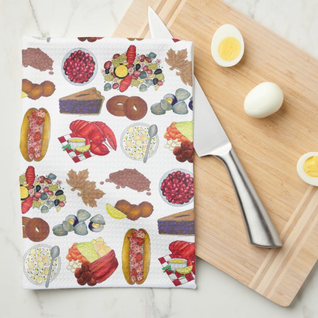 Coastal New England Foods Northeast America USA Geschirrtuch (Viertel Falte)