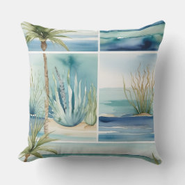 Coastal Oasis Watercolor Decor Kissen