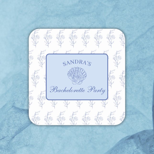 Coastal Oma Beach Bach Junggeselinnen-Abschied Quadratischer Aufkleber (COASTAL GRANDMA BACHELORETTE PARTY STICKERS)