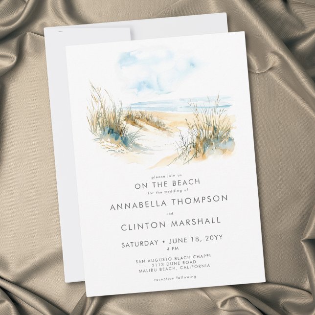 Coastal On the Beach Modern Watercolor Wedding Einladung (Coastal On the Beach Modern Watercolor Wedding Invitation)