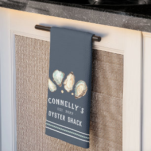 Coastal Oyster & Pearl Personalisiert Beach House Geschirrtuch