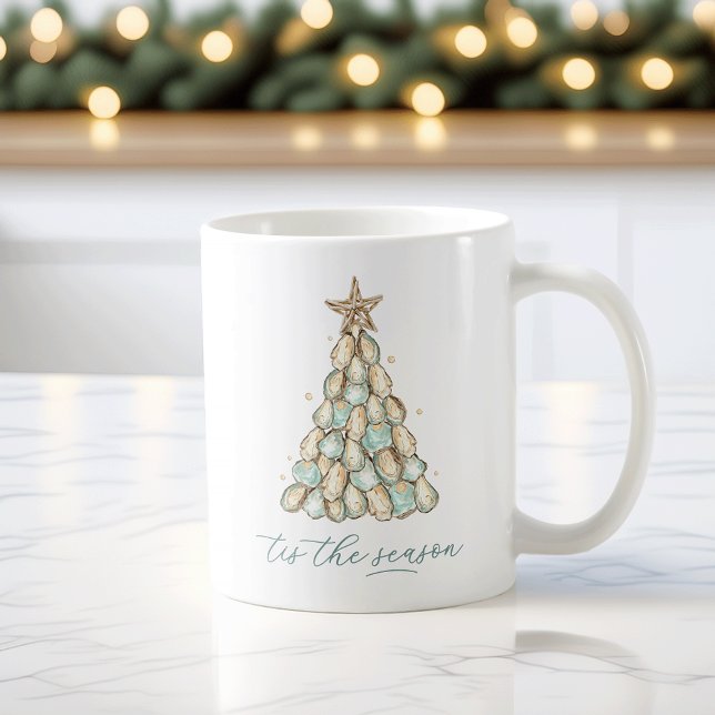 Coastal Oyster Shell Christmas Kaffeetasse (Von Creator hochgeladen)