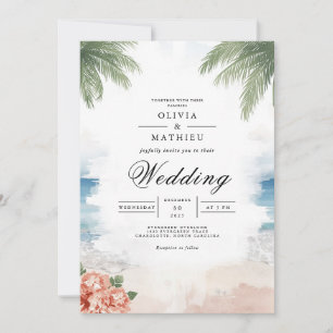Coastal Palm Breeze Beach Hochzeit Einladung