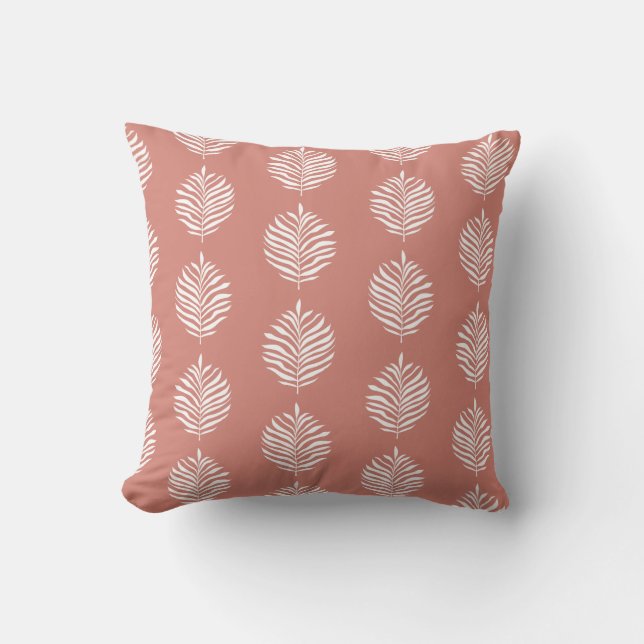 Coastal Palm Leaf Muster TerraCotta Kissen (Vorderseite)