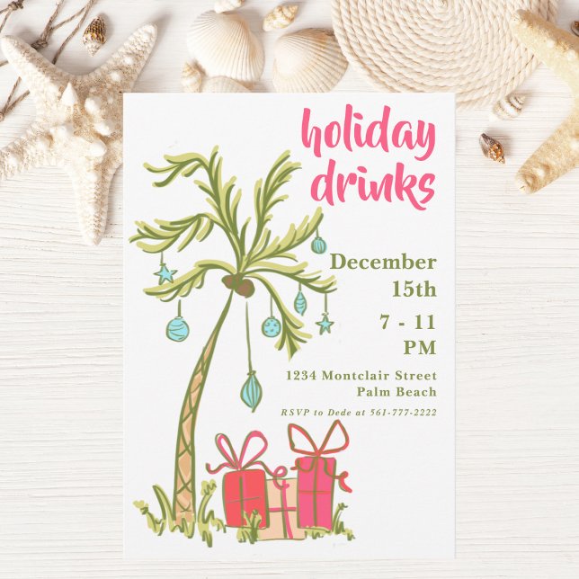 Coastal Palm Tree Holiday Drinks Party Einladung (Von Creator hochgeladen)
