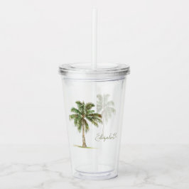 Coastal Palm Tree Personalized Acryltrinkbecher