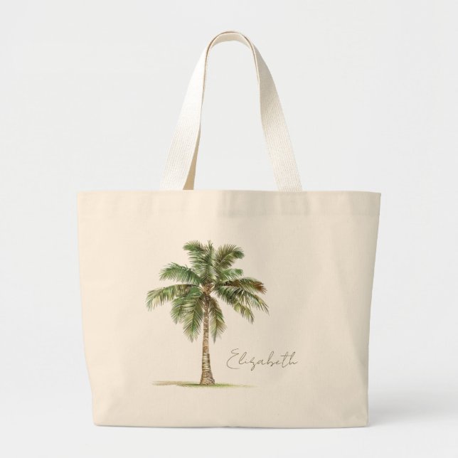 Coastal Palm Tree Personalized Jumbo Stoffbeutel (Vorne)