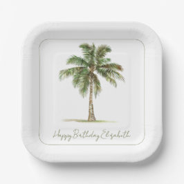 Coastal Palm Tree Personalized Party Pappteller