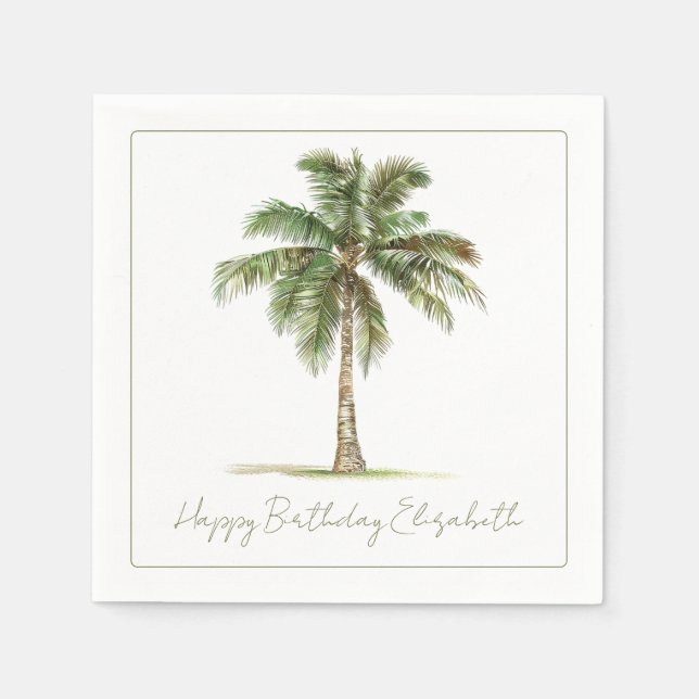 Coastal Palm Tree Personalized Party Serviette (Vorderseite)