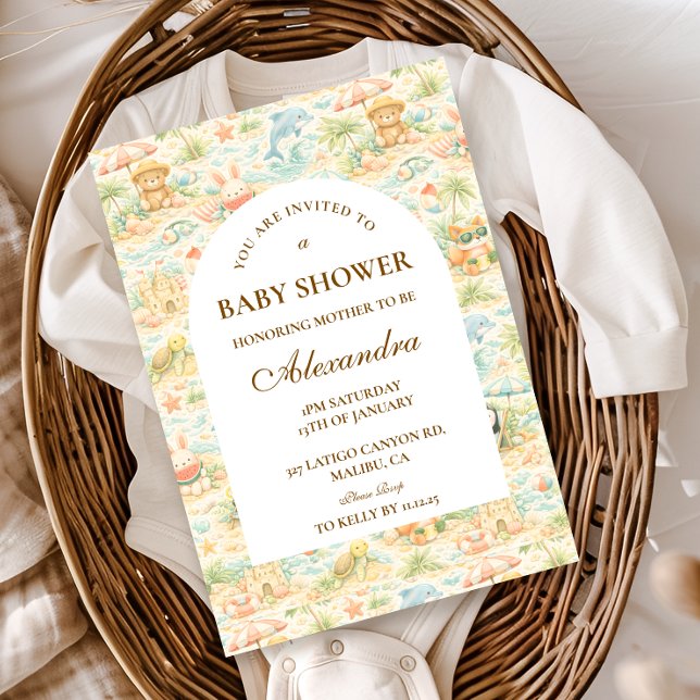 Coastal Pastel Animals Baby Shower Einladung (Von Creator hochgeladen)