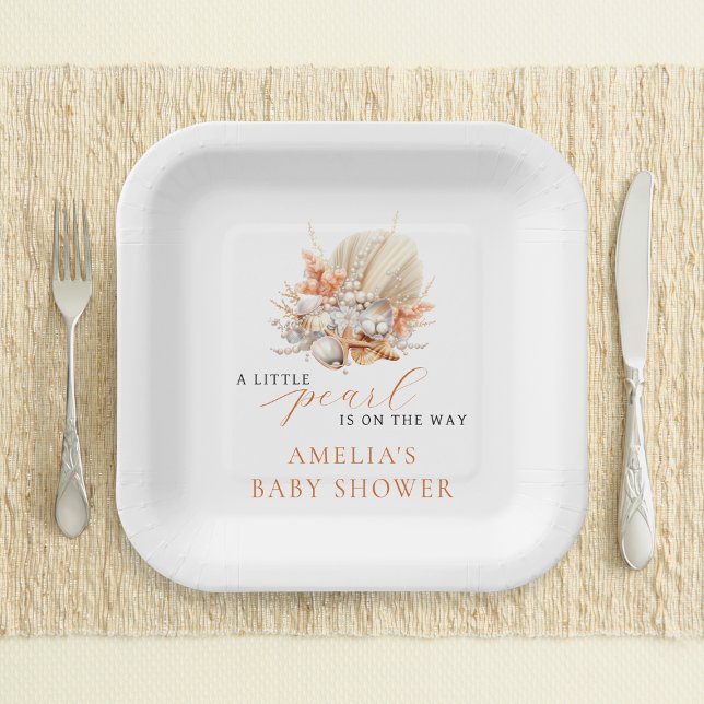 Coastal Pearl Seashell Baby Dusche Pappteller (Von Creator hochgeladen)