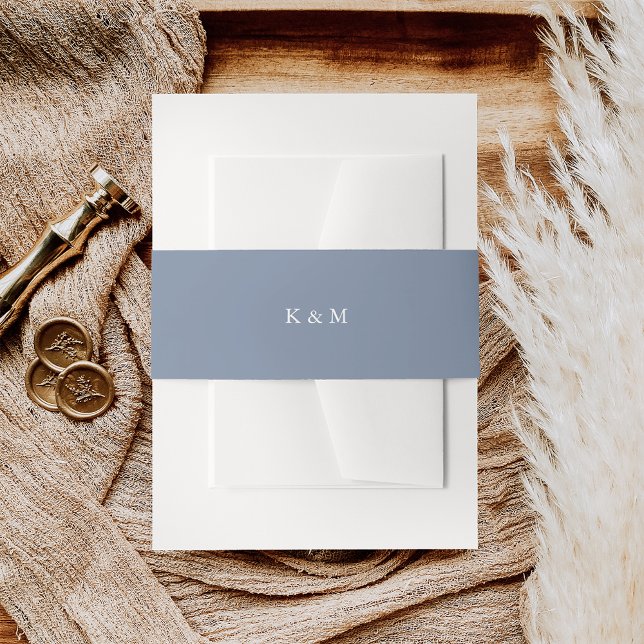 Coastal Periwinkle Blue Wedding Monogram Einladungsbanderole (Von Creator hochgeladen)