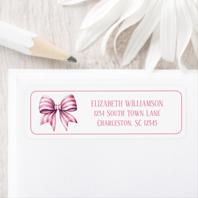Coastal Pink and White Watercolor Bow Personalized (Insitu)