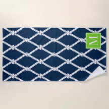 Coastal Preppy Nautical Monogram  – Navy & Lime