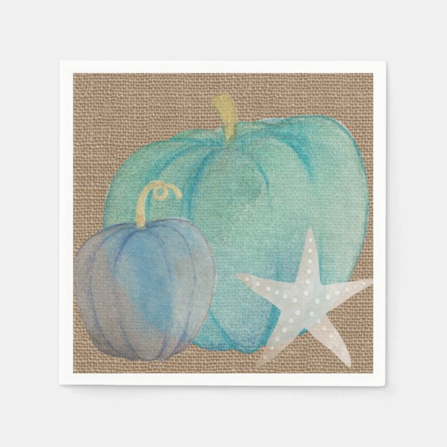 Coastal Pumpkin Paper Cocktail Napkin Serviette (Vorderseite)
