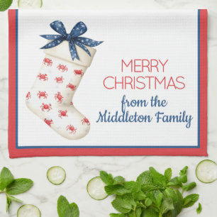 Coastal Red Crab Weihnachtsfest Strumpf Geschirrtuch