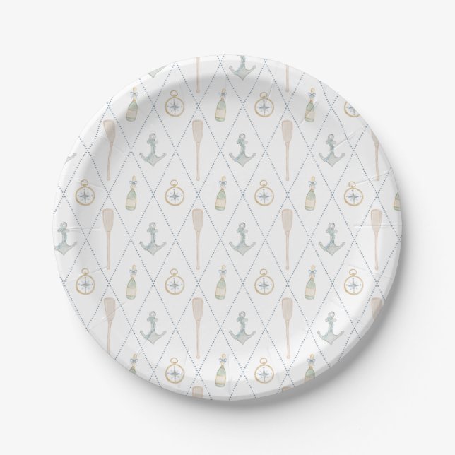 Coastal Sailboat Paper Plates Pappteller (Vorderseite)
